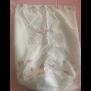 Pink Rose white simply chic laundry hamper cover